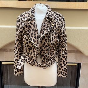 Zara leopard Moto jacket size L